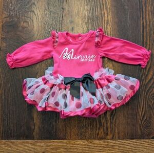 Minnie Mouse Pink and Black Kids tutu Long Sleeve Onesie Costume
